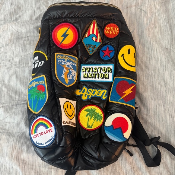 💥 Aviator Nation Puffer Backpack – Black Glossy - Picture 1 of 5